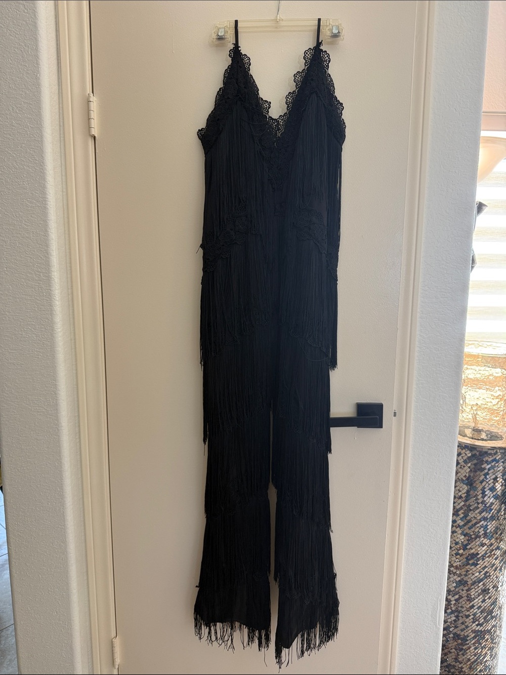 Black fringe jumpsuit